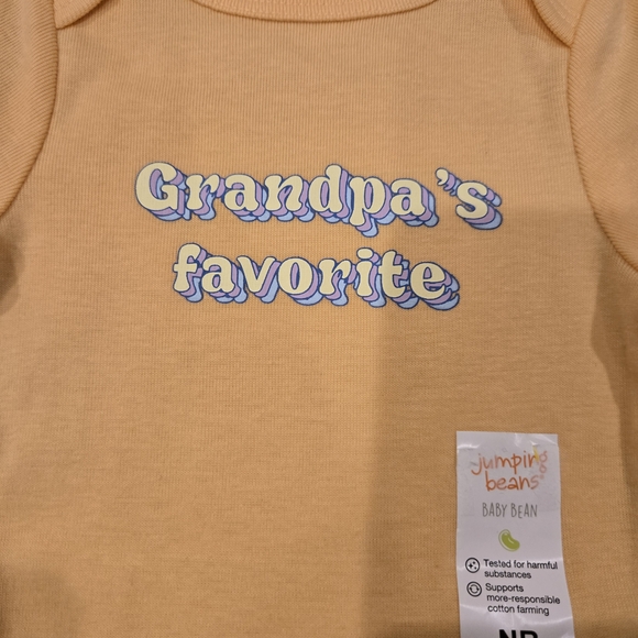 🌻 NWT Peach Short Sleeved "Grandpa's Favorite" Baby Bodysuit - Size NB - Picture 4 of 6